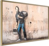 Ingelijste Poster - Banksy: Zoon van een migrant uit Syrië Goudkleurige lijst