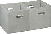 Relaxdays 2x opbergbox stof - grijs - opvouwbaar - opbergmand - 30 cm - kast organizer
