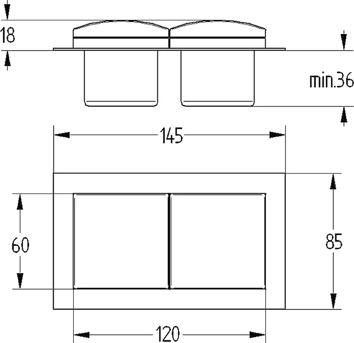 Tafelblad, intrekbaar stopcontact met 1 USB en 1 type C