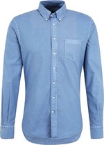 Profuomo - Overhemd Garment Dyed Blauw - M - Heren - Slim-fit