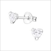 Aramat jewels ® - Zilveren zirkonia oorbellen hart transparant 4mm