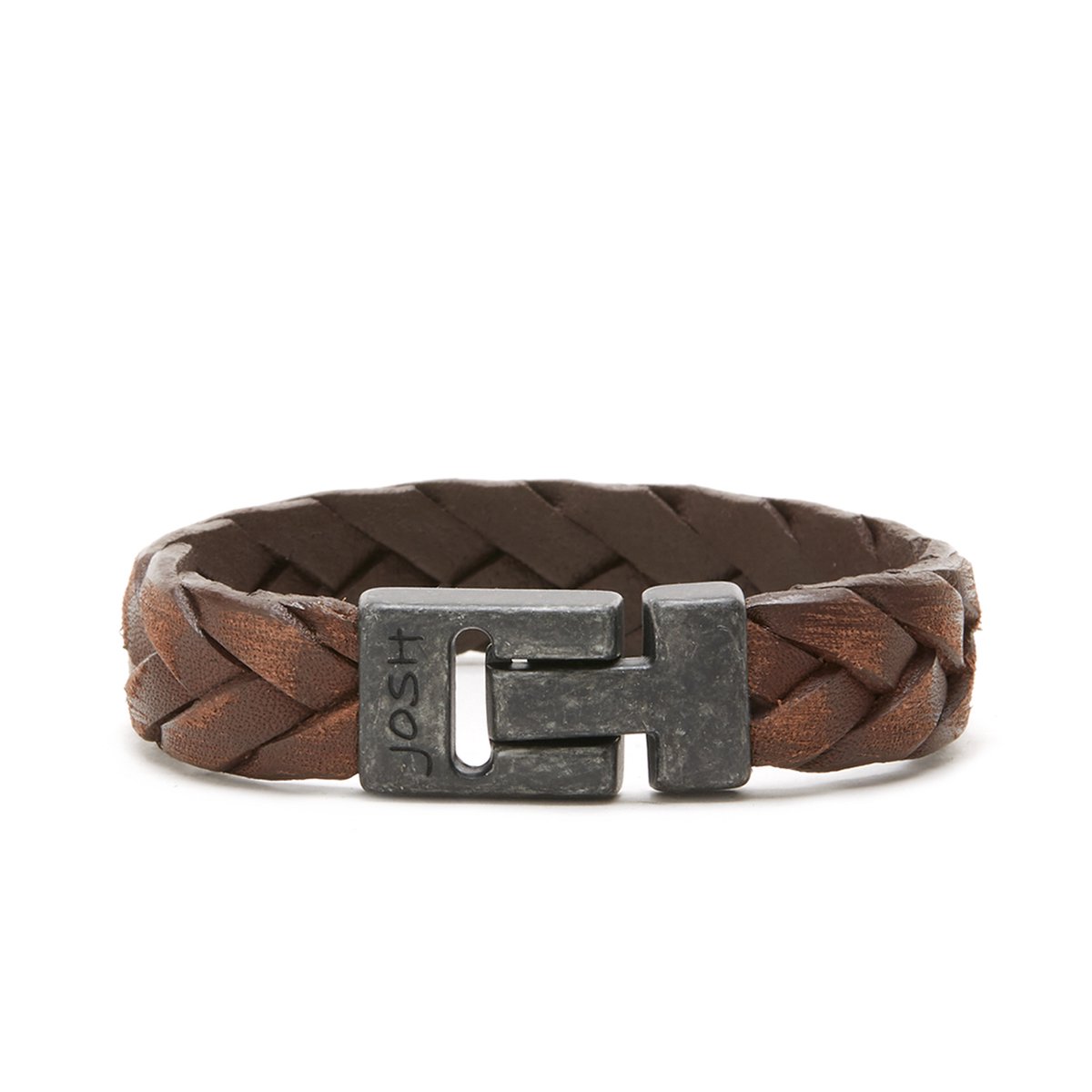 Josh Vintage Heren Armband Leer;Metaal - Bruin