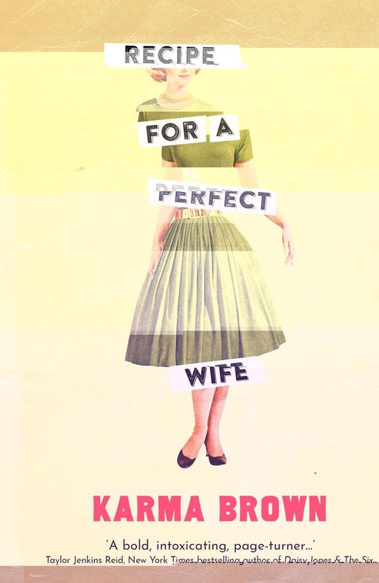 Boekcover met een vrouw in een groene jurk. Titel: RECIPE FOR A PERFECT WIFE.