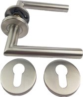 RVS deurkruk LEON 19mm diameter - recht met sleutelvormig sleutelgat