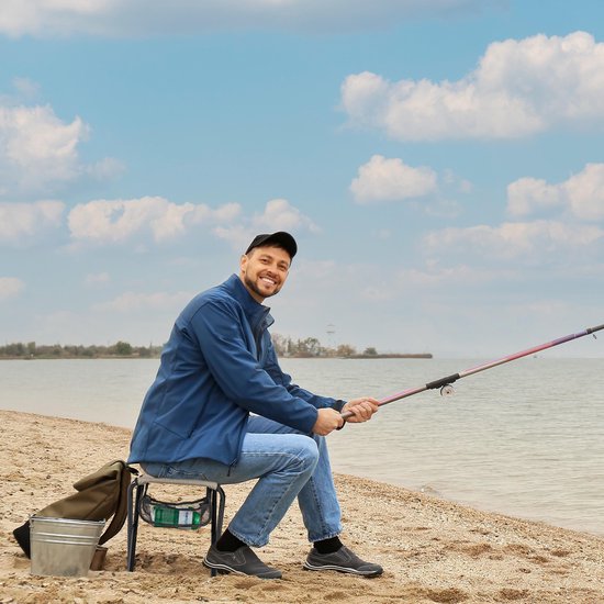 campingkruk met netje - tot 120 kg - opvouwbaar - licht - viskrukje van Merkloos — afbeelding 2