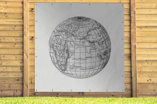 Affiche de Jardin Vintage - Globe - Wereldkaart - 200x200 cm