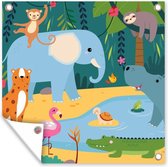 Tuinposters Jungle - Olifant - Dieren - 50x50 cm - Tuindoek - Buitenposter