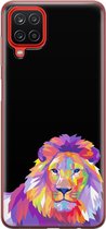 Samsung Galaxy A12 Telefoonhoesje - Transparant Siliconenhoesje - Flexibel - Met Dierenprint - Leeuw - Roze