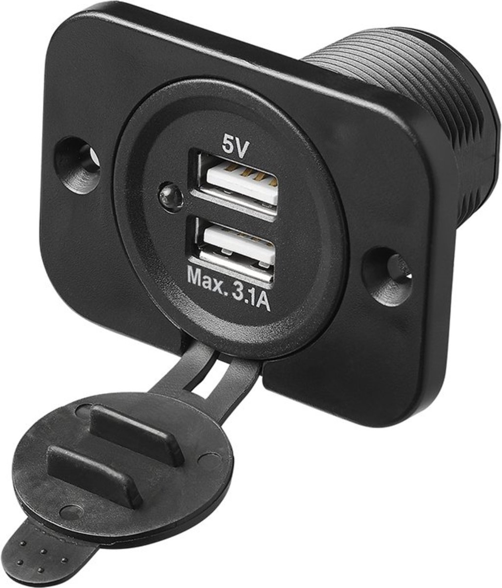Pro Plus USB Inbouwdoos - Tweevoudig - 2100mA - 12 Volt en 24 Volt - Ø 29 mm