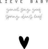 Ansichtkaart met envelop - A6 - 10x15cm - Zwart Wit - Geboorte - Lieve Baby - 4 stuks