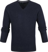 Suitable - Lamswol Trui V-Hals Donkerblauw - Heren - L - Regular-fit - Mannen trui van Wol
