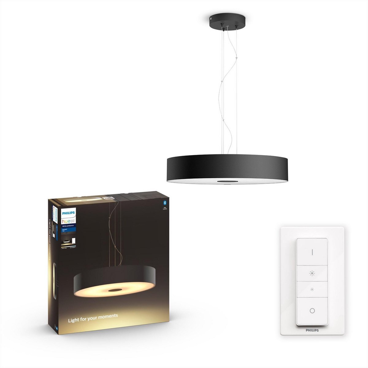 Philips Hue Fair hanglamp - warm tot koelwit licht - zwart - 1 dimmer  switch | bol.com