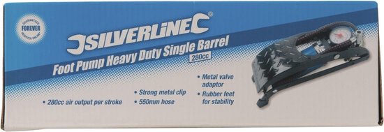 Silverline Voetpomp met manometer - enkele cilinder - maximaal 7 bar - 280 cm³ — afbeelding 2