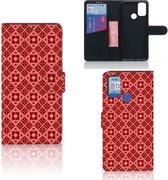 Smartphone Hoesje Alcatel 1S (2021) Wallet Book Case Batik Red