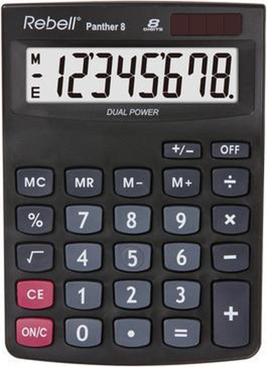 Rebell calculator - PANTHER 8BX - zwart - RE-PANTHER8BX