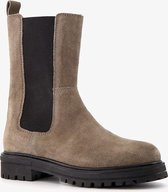 Groot suede meisjes chelsea boots - Taupe - Maat 35 - Echt leer - Uitneembare zool