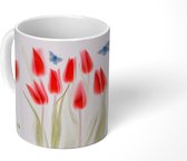 Mok - Afbeelding van rode tulpen - 350 ML - Beker