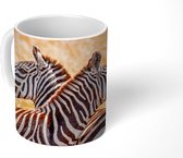Mok - Twee tegen elkaar aan zebra's - 350 ML - Beker