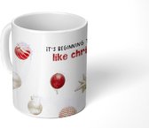 Mok - Koffiemok - Kerst - Kerstdecoratie - Rood - Goud - Mokken - 350 ML - Beker - Koffiemokken - Theemok