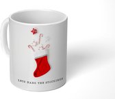 Mok - Koffiemok - Kerstdecoratie - Rood - Wit - Mokken - 350 ML - Beker - Koffiemokken - Theemok