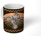 Mok - Koffiemok - Mancave - Crossmotor - Vintage - Oranje - Zwart - Mokken - 350 ML - Beker - Koffiemokken - Theemok