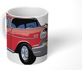 Mok - Gedetailleerde tekening van een klassieke auto in het rood - 350 ML - Beker