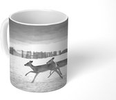 Mok - Herten op het strand - zwart wit - 350 ML - Beker