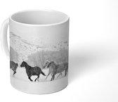 Mok - Paarden - Sneeuw - Zwart - Wit - 350 ML - Beker