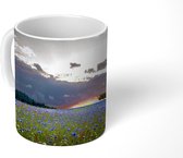 Mok - Bloemen - Blauw - Zonsondergang - 350 ML - Beker