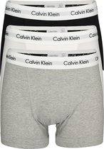 Calvin Klein trunks (3-pack) - heren boxers normale lengte - zwart - grijs en wit -  Maat: L