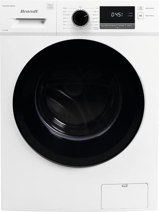 Wasmachine: BRANDT LLC124W vooraan gemonteerde wasmachine - 12 kg - Inductie - 1400 tpm - Wit, van het merk Brandt