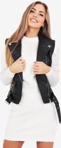 Raved - Zwarte Leren Bodywarmer  – XS t/m XL – Gilet - Vest