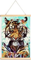 JUNIQE - Posterhanger It Tiger -40x60 /Bruin & Turkoois