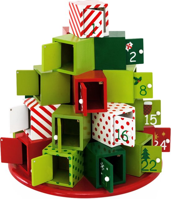 Spielwerk Adventskalender Cadeauberg - 24 Deuren 27x30cm - Multicolor