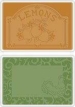 Sizzix Texture Impressions Embossing Folder - Rooster Frame&Lemon Label 2Pak 658970 French Farmhouse