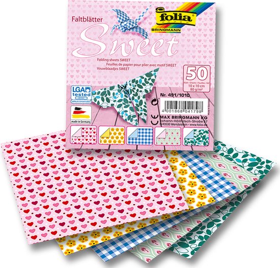 Folia Folding Sheets 70 G/m², 500 Assorted Sheets In 10 Colours
