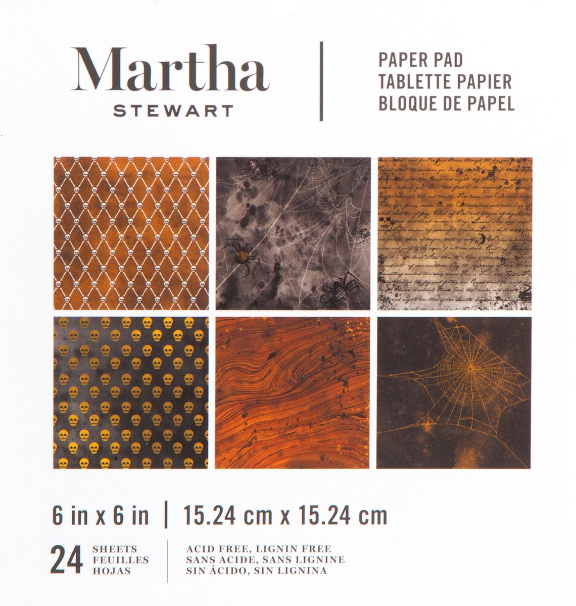 Martha Stewart paper pad - 15.5x15.5cm - 12x2 pieces - orange & Zwart