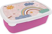 Broodtrommel Roze - Lunchbox - Brooddoos - Ruimte - Kind - Regenboog - 18x12x6 cm - Kinderen - Meisje