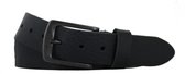 Casual Leren Heren/Dames Riem | 4cm breed | Riemmaat: 95cm (totale lengte: 110cm) | 100% echt leer | Kleur: navy | Nikkelvrije gesp