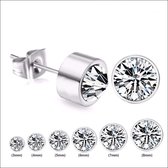 Aramat jewels ® - Stalen oorknopjes zweerknopjes zilverkleurig transparant 4mm unisex