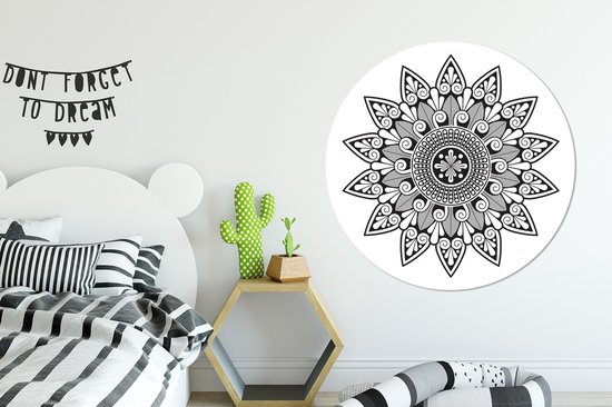 Mandala fleur forme cercle mural plaque plastique ⌀ 120 cm - impression photo sur cercle mural / cercle vivant (décoration murale)