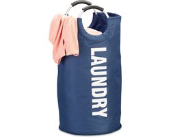 opvouwbare wasmand - met hengsel - 60 l - lichtgewicht - 70 x 38 cm - blauw