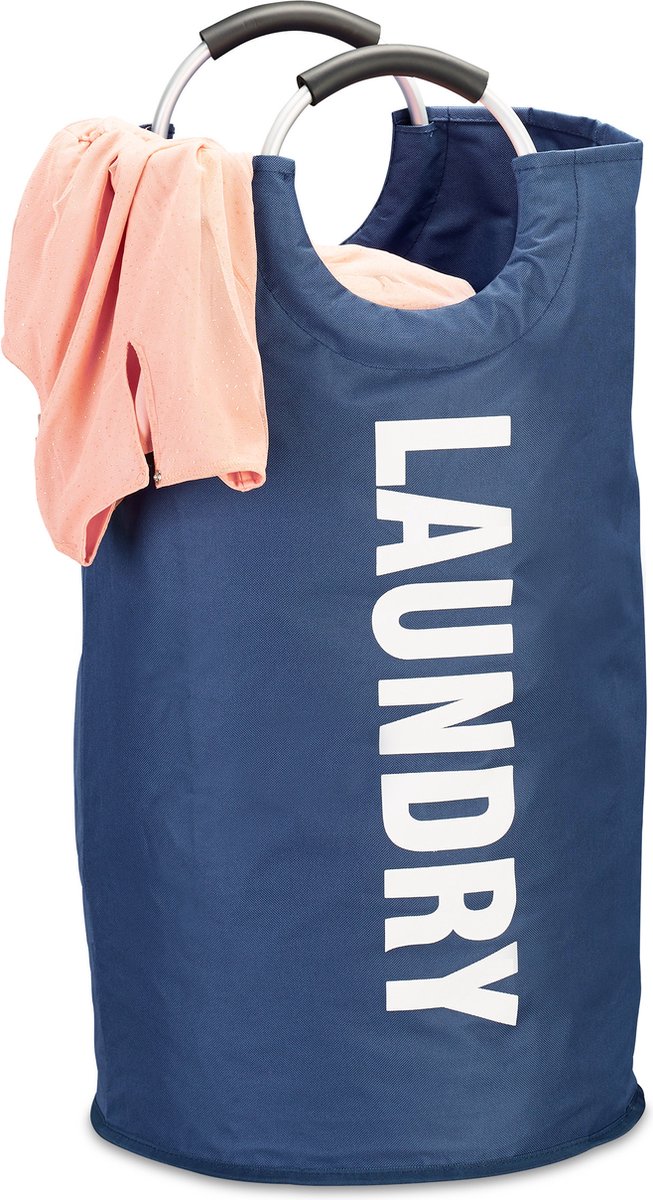 Goedkoopste opvouwbare wasmand - met hengsel - 60 l - lichtgewicht - 70 x 38 cm - blauw