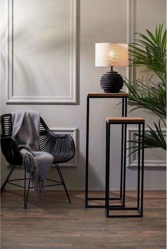 Light & Living Zuil Yarula - Hout/Zwart - Set - Landelijk