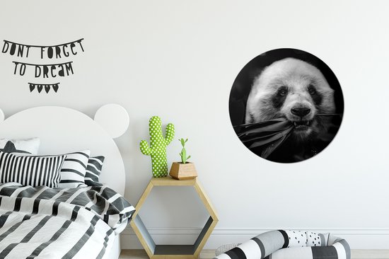 Cercle Mural - Cercle Mural Intérieur - Animaux - Panda - Jungle - Zwart - Wit - ⌀ 60 cm - Décoration murale - Peintures Ronds