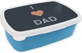 Broodtrommel Blauw - Lunchbox - Brooddoos - I love dad - Quotes - Spreuken - Vaderdag - 18x12x6 cm - Kinderen - Jongen