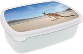 Broodtrommel Wit - Lunchbox - Brooddoos - Strand - Kangoeroe - Australië - 18x12x6 cm - Volwassenen