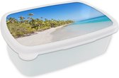 Broodtrommel Wit - Lunchbox - Brooddoos - Strand - Planten - Fiji - 18x12x6 cm - Volwassenen