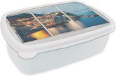 Broodtrommel Wit - Lunchbox - Brooddoos - Doorkijk - Zee - Italië - 18x12x6 cm - Volwassenen