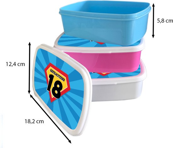 Boîte à pain Rose - Boîte à lunch - Boîte à pain - Anniversaire - 18 ans - Fête - 18x12x6 cm - Enfants - Fille